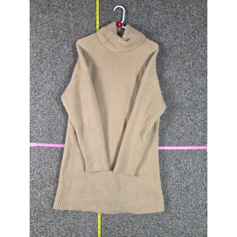 WAYF Sweater Tunic Women XS Tan Ribbed Turtleneck Oversized Long Sleeve